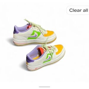 Nike Kids Sneakers in Orange, Green, and Purple